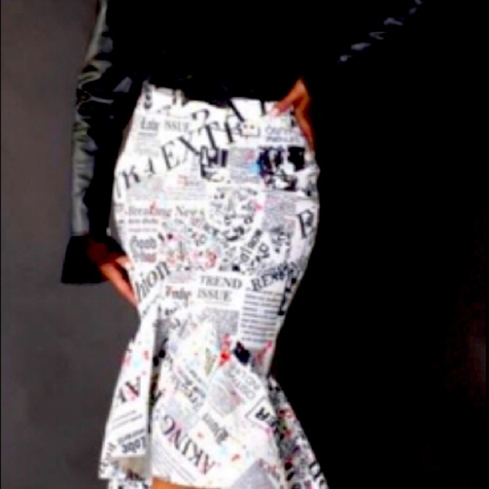 Newspaper Print Mermaid Skirt
